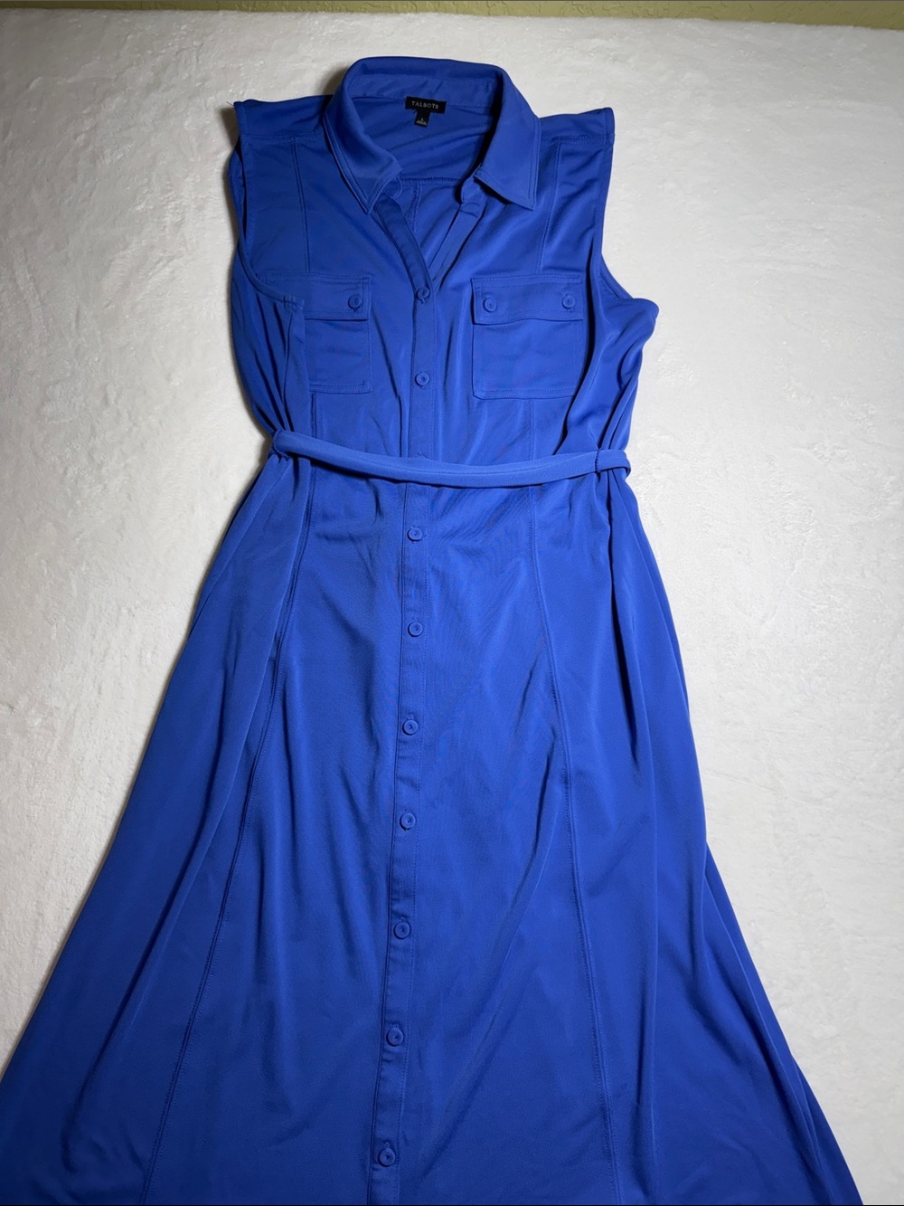 Talbots Sleeveless Shirt Midi Dress in Royal Blue